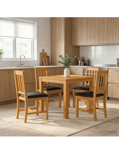 Set da pranzo 5 pz Nero Legno di Quercia Massello
