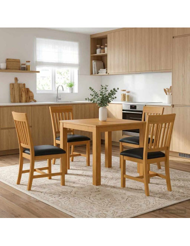 Set da pranzo 5 pz Nero Legno di Quercia Massello