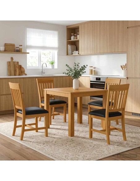 Set da pranzo 5 pz Nero Legno di Quercia Massello