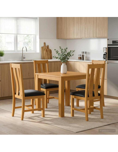 Set da pranzo 5 pz Nero Legno di Quercia Massello