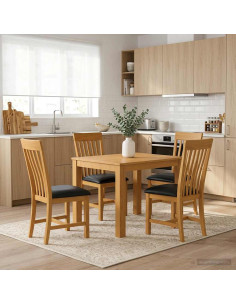 Set da pranzo 5 pz Nero Legno di Quercia Massello