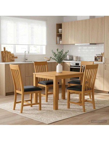 Set da pranzo 5 pz Nero Legno di Quercia Massello