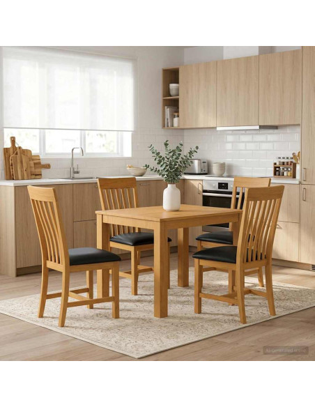 Set da pranzo 5 pz Nero Legno di Quercia Massello
