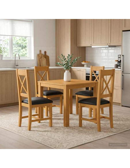 Set da pranzo 5 pz Nero Legno di Quercia Massello