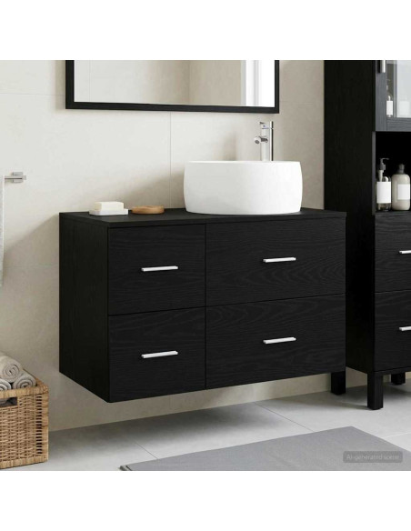 Set di mobili per il bagno 2 pz Rovere Nero