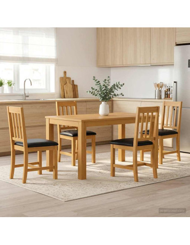 Set da pranzo 5 pz Nero Legno di Quercia Massello