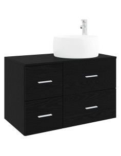 Set di mobili per il bagno 2 pz Rovere Nero 2