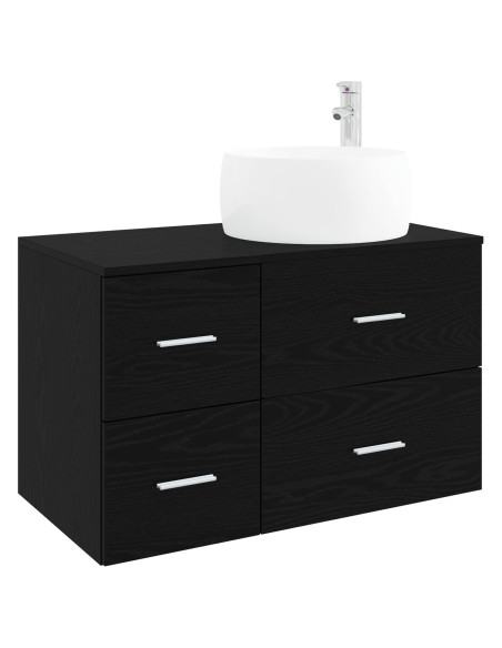 Set di mobili per il bagno 2 pz Rovere Nero