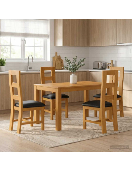 Set da pranzo 5 pz Nero Legno di Quercia Massello