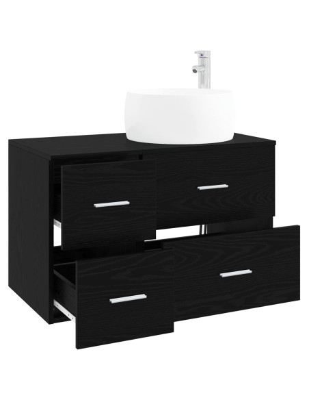 Set di mobili per il bagno 2 pz Rovere Nero