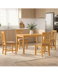 Set da pranzo 5 pz Grigio Legno di Quercia Massello