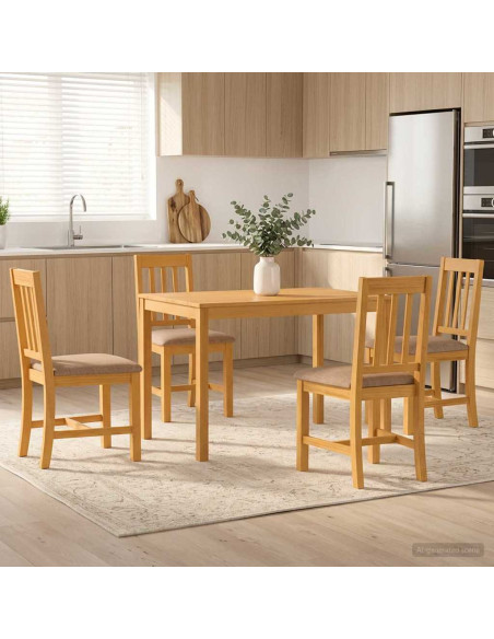 Set da pranzo 5 pz Grigio Legno di Quercia Massello