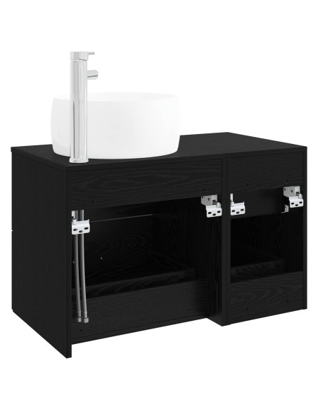 Set di mobili per il bagno 2 pz Rovere Nero