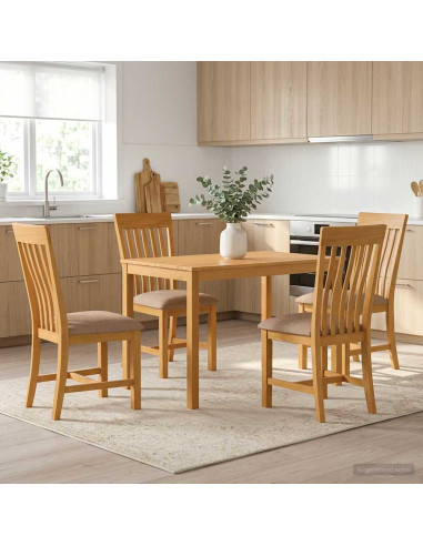 Set da pranzo 5 pz Grigio Legno di Quercia Massello
