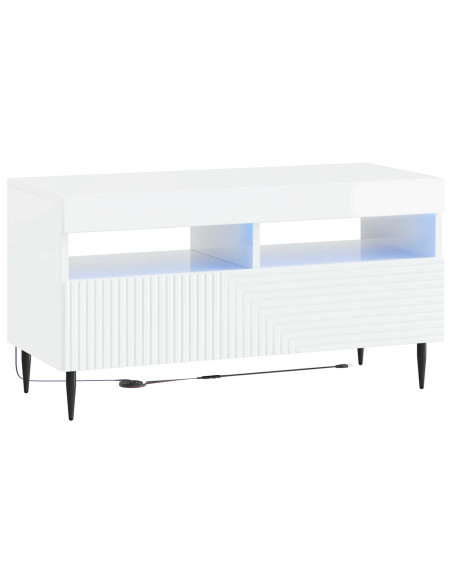 Mobile TV LED a 3 pezzi Bianco Lucido Legno ingegnerizzato