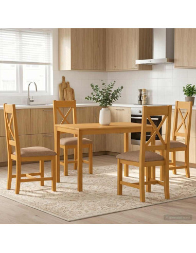 Set da pranzo 5 pz Grigio Legno di Quercia Massello