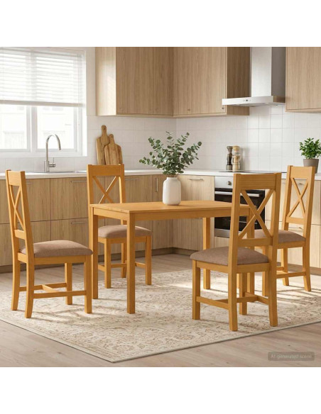 Set da pranzo 5 pz Grigio Legno di Quercia Massello