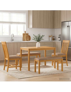 Set da pranzo 5 pz Grigio Legno di Quercia Massello