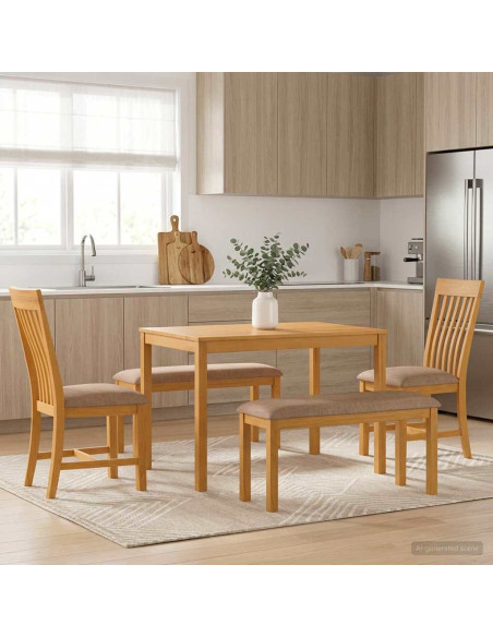 Set da pranzo 5 pz Grigio Legno di Quercia Massello