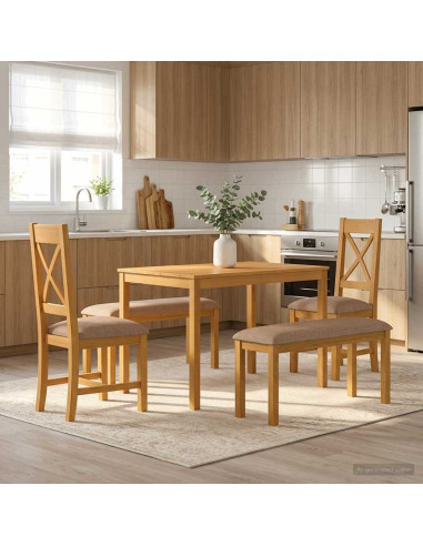 Set da pranzo 5 pz Grigio Legno di Quercia Massello