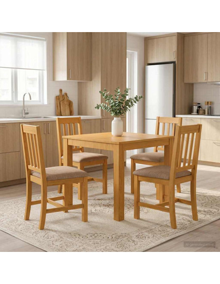 Set da pranzo 5 pz Grigio Legno di Quercia Massello
