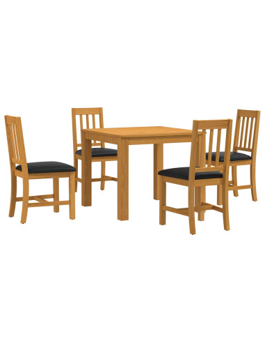 Set da pranzo 5 pz Nero Legno di Quercia Massello
