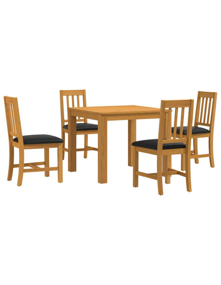 Set da pranzo 5 pz Nero Legno di Quercia Massello