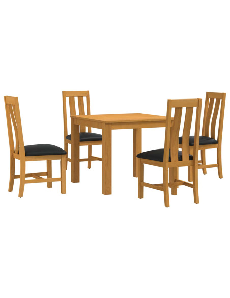Set da pranzo 5 pz Nero Legno di Quercia Massello