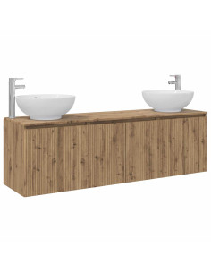 Set di Armadi da Bagno 3 pz Rovere Artigianale 2