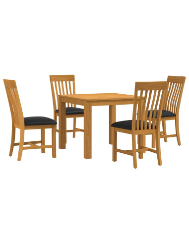 Set da pranzo 5 pz Nero Legno di Quercia Massello