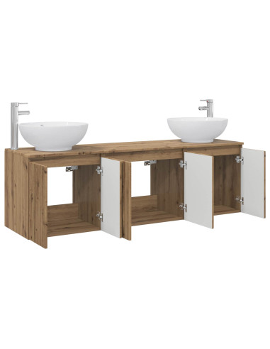Set di Armadi da Bagno 3 pz Rovere Artigianale