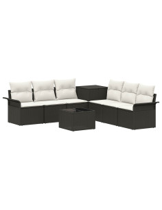 Set di divani 8 pz Nero e Bianco Crema 2