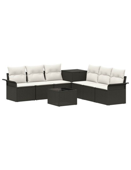Set di divani 8 pz Nero e Bianco Crema