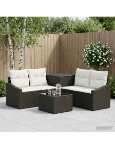 Set di divani 6 pz Nero e Bianco Crema