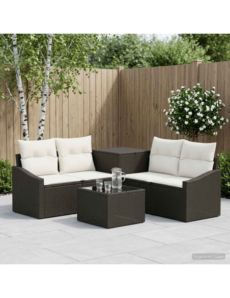 Set di divani 6 pz Nero e Bianco Crema