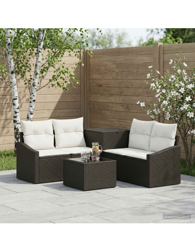 Set di divani 6 pz Nero e Bianco Crema