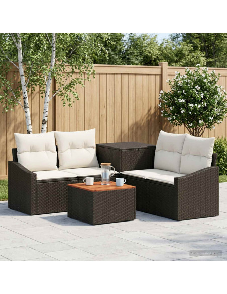 Set di divani 6 pz Nero e Bianco Crema