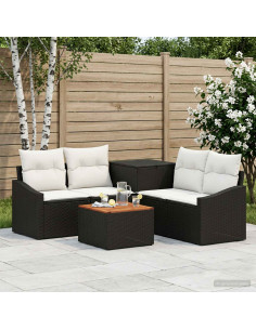 Set di divani 6 pz Nero e Bianco Crema