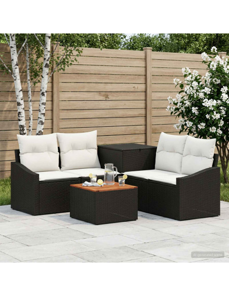 Set di divani 6 pz Nero e Bianco Crema