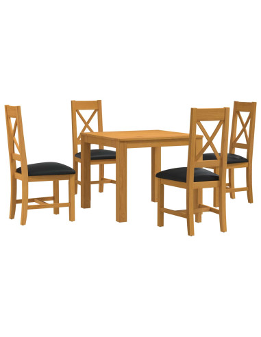 Set da pranzo 5 pz Nero Legno di Quercia Massello