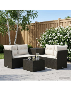Set di divani 6 pz Nero e Bianco Crema
