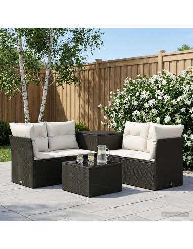 Set di divani 6 pz Nero e Bianco Crema