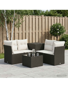 Set di divani 6 pz Nero e Bianco Crema