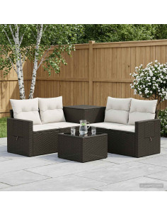 Set di divani 6 pz Nero e Bianco Crema
