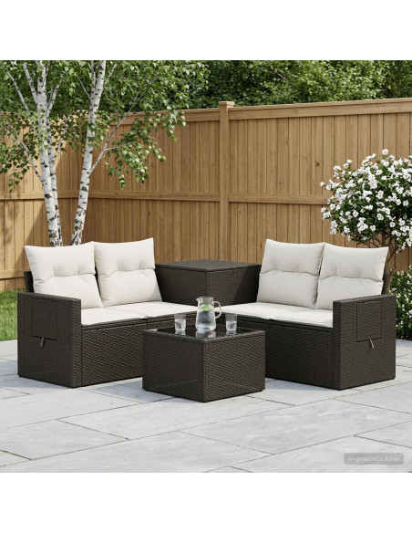 Set di divani 6 pz Nero e Bianco Crema