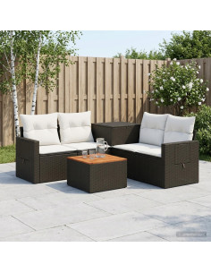 Set di divani 6 pz Nero e Bianco Crema