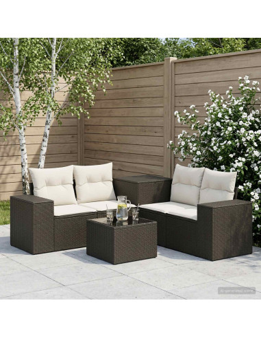 Set di divani 6 pz Nero e Bianco Crema