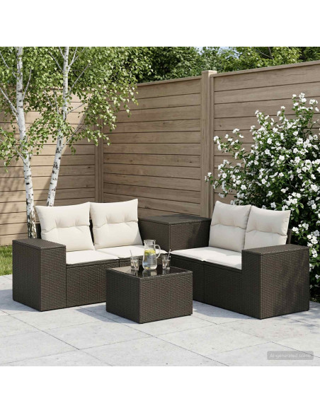Set di divani 6 pz Nero e Bianco Crema
