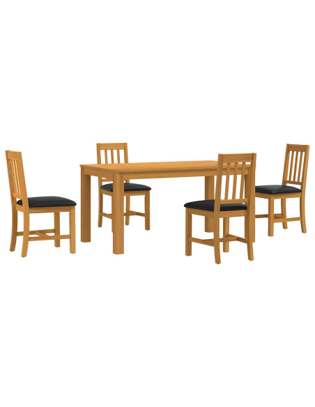 Set da pranzo 5 pz Nero Legno di Quercia Massello