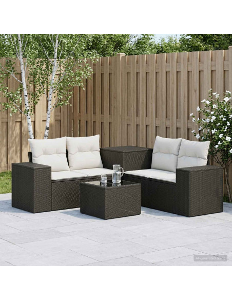 Set di divani 6 pz Nero e Bianco Crema